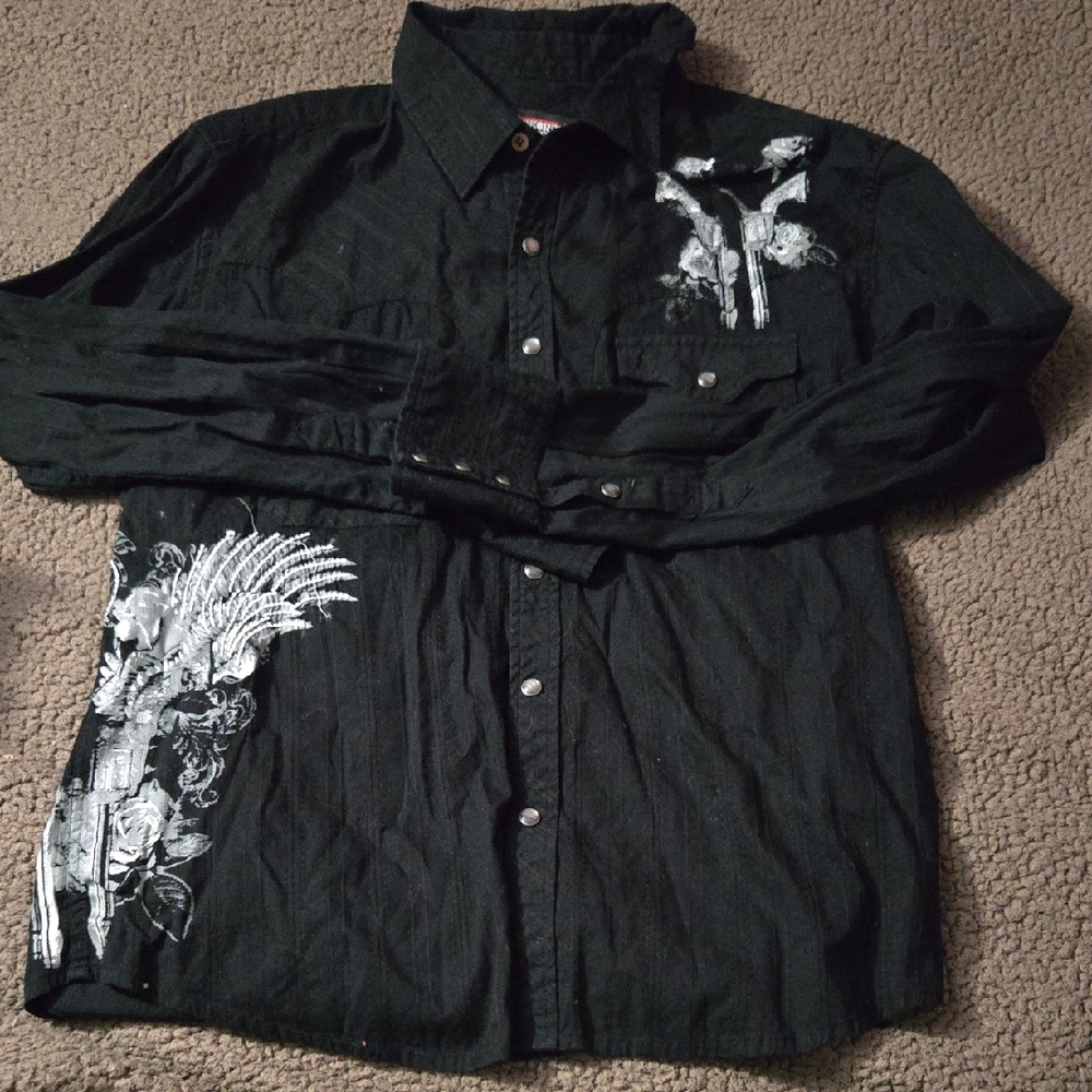 Panhandle Slim Black Shirt with White Graphic